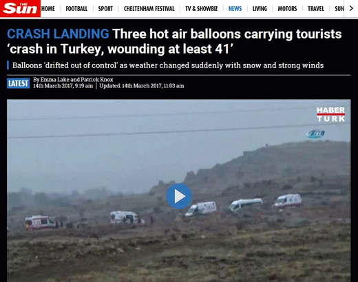 土耳其热气球发生事故！-卡帕多奇亚