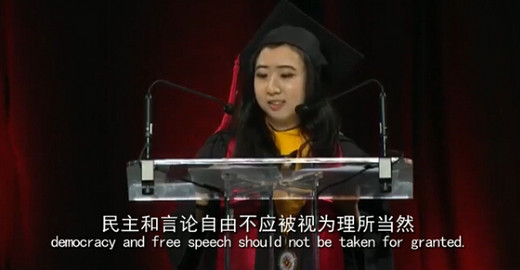 留美中国女孩毕业演讲引发争议-美国